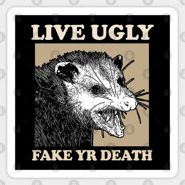 Live Ugly Fake Yr Death / Possum Lover Design Sticker by DankFutura